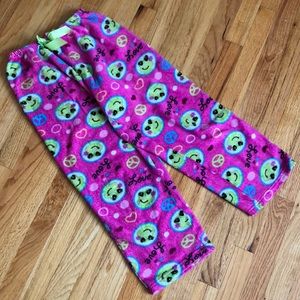 Girls Love Peace Frog Fleece Pajama Bottoms.